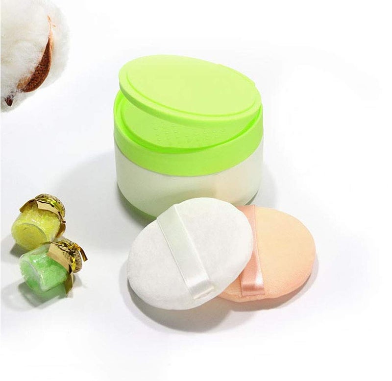 XINGZI 1Pcs Empty Refillable Baby Talcum Powder Box with Green Lid Sifter and Powder Puff Baby Skin Care Powder Case Loose Powder Jar Container Bottle Holder for After-Bath - Image 5